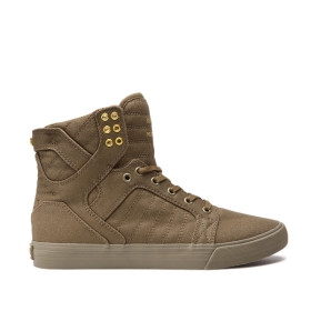 Supra Mens SKYTOP Olive High Top Shoes | CA-34341